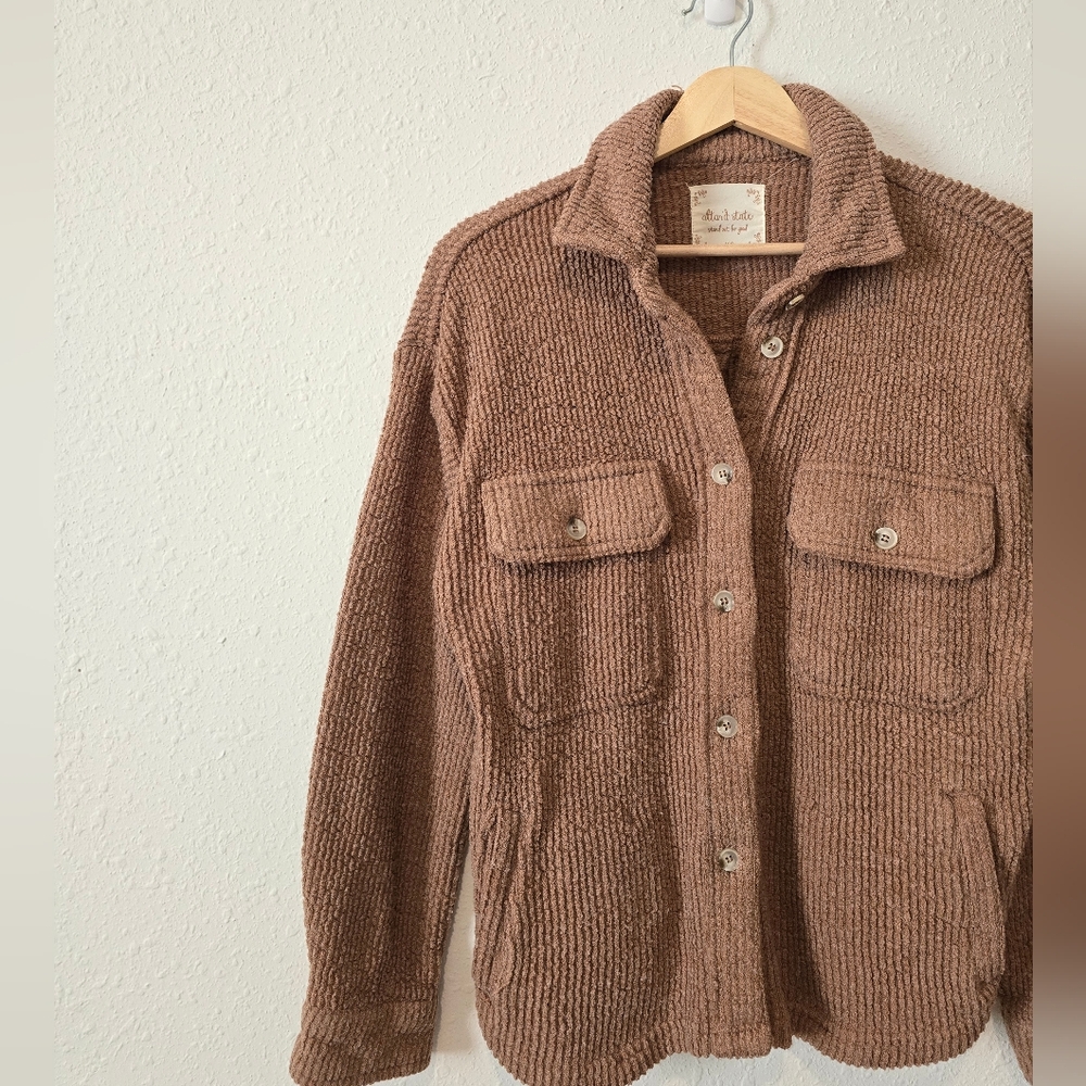 Altar'd State Brown Textured Button Up Shacket XS - Picture 4 of 7
